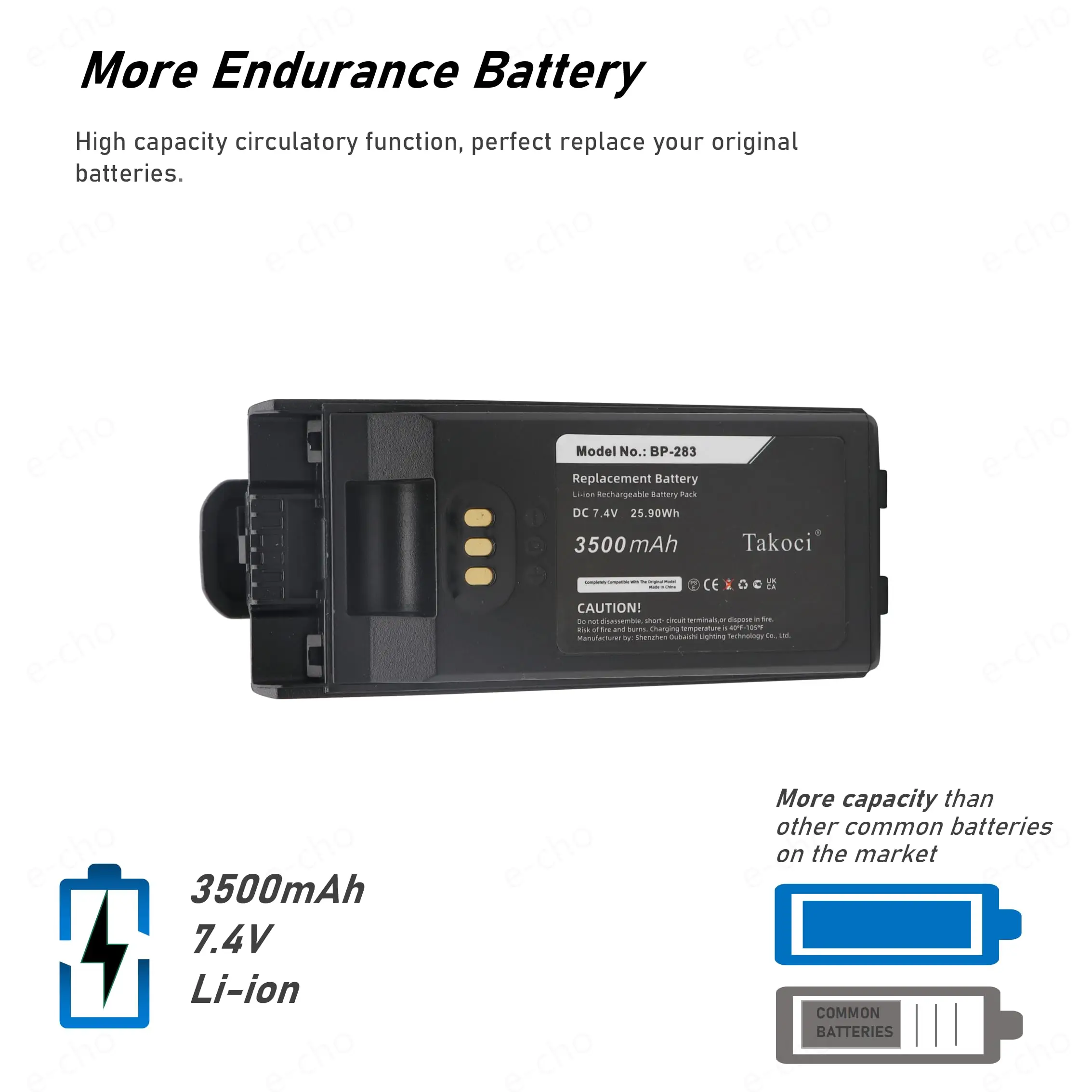 Replacement Battery for Icom  IC-F3400, IC-F3400D, IC-F3400DP, IC-F3400DPS, IC-F3400DPT, IC-F3400DS, IC-F3400DT, IC-F4400