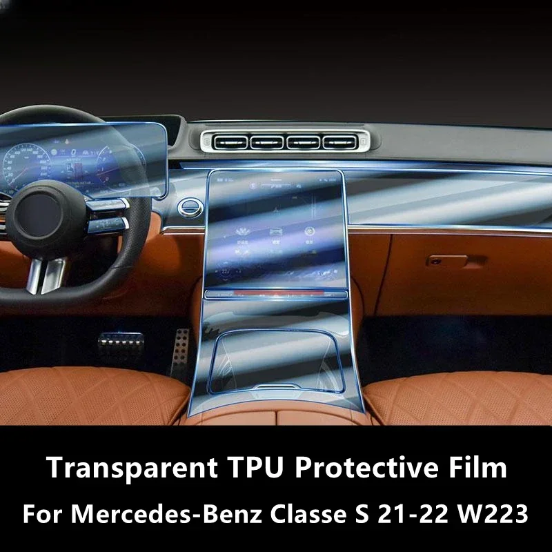 

For Mercedes-Benz Classe S 21-22 W223 Car Interior Center Console Transparent TPU Protective Film Anti-scratch Repair Film