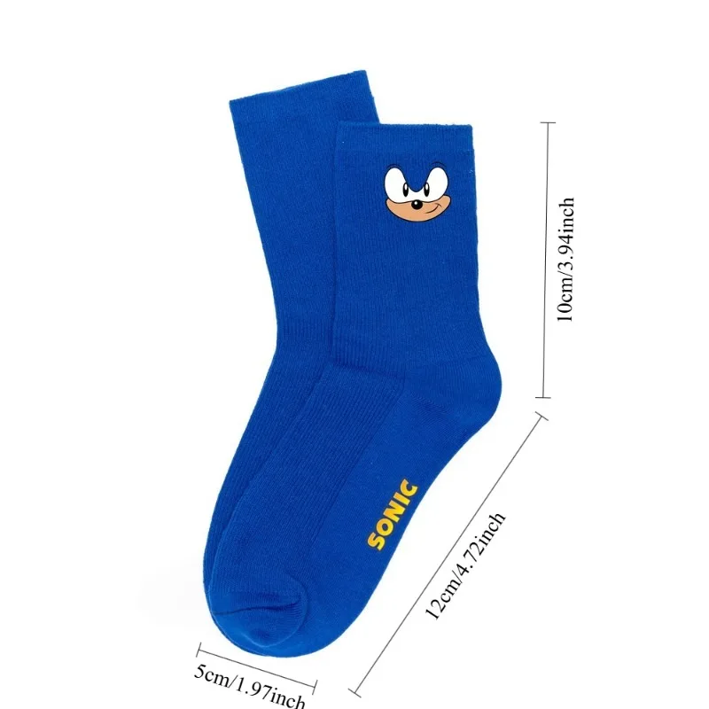 جوارب قطنية بسيطة ملونة للرجال والنساء من Sonic the Hedgehog Anime متوسطة الأنبوب، #2