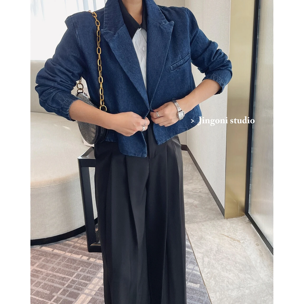 Women Denim Jacket Blazers Clothing 2023 Suit Korean Style Tops Fashion New Summer Oversize Chic Elegant Luxury Linen Cropped