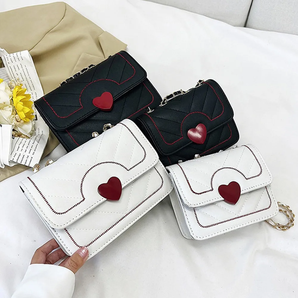 Fashion Female Shoulder Bag Large Capacity Heart Shaped Women Chain Bag Square Crossbody Bag for Women