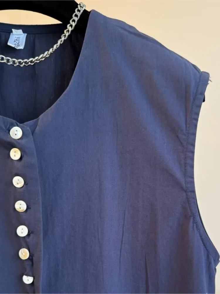 Solid Vest for Women Summer Korean Style Casual Loose Asymmetric Button Design Sleeveless Tanks O-neck Women Clothing Y2k Tops