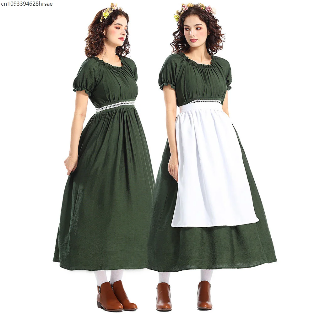 

Halloween Lady Little House On The Prairie Costume Girls Pioneer Costumes Maid Cosplay Fancy Party Dress