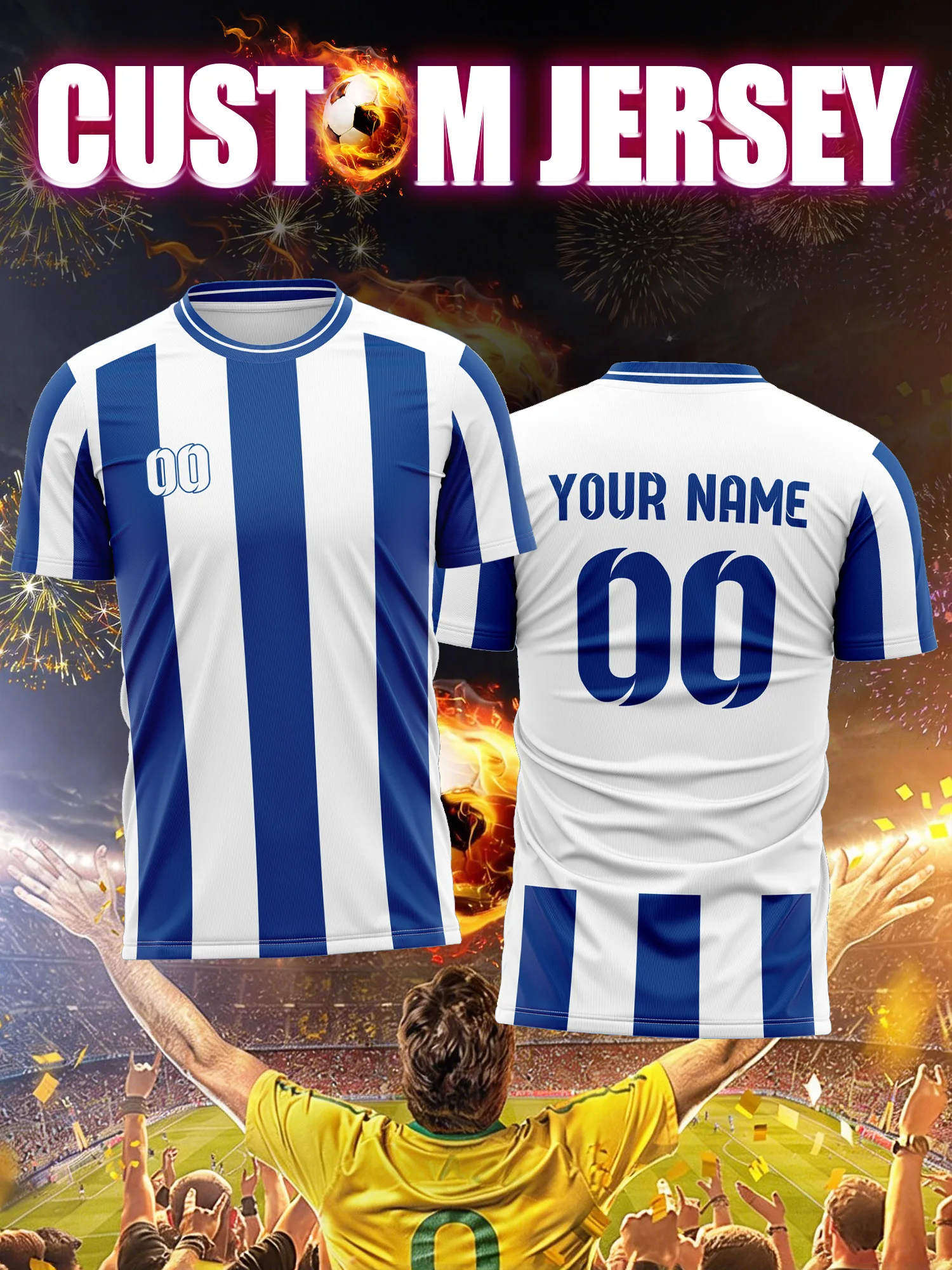 

Custom Image Number Name Soccer Jersey,Goalkeeper Special Kit,Thickened Durable Breathable Soccer Uniform