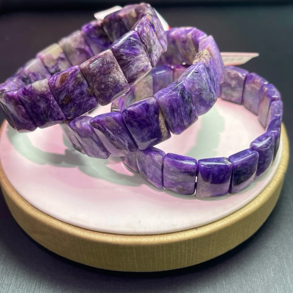 11*16MM Natural Charoite Bangle Gemstone round Bead Crystal Healing Jewelry Fengshui Gift Single Piece