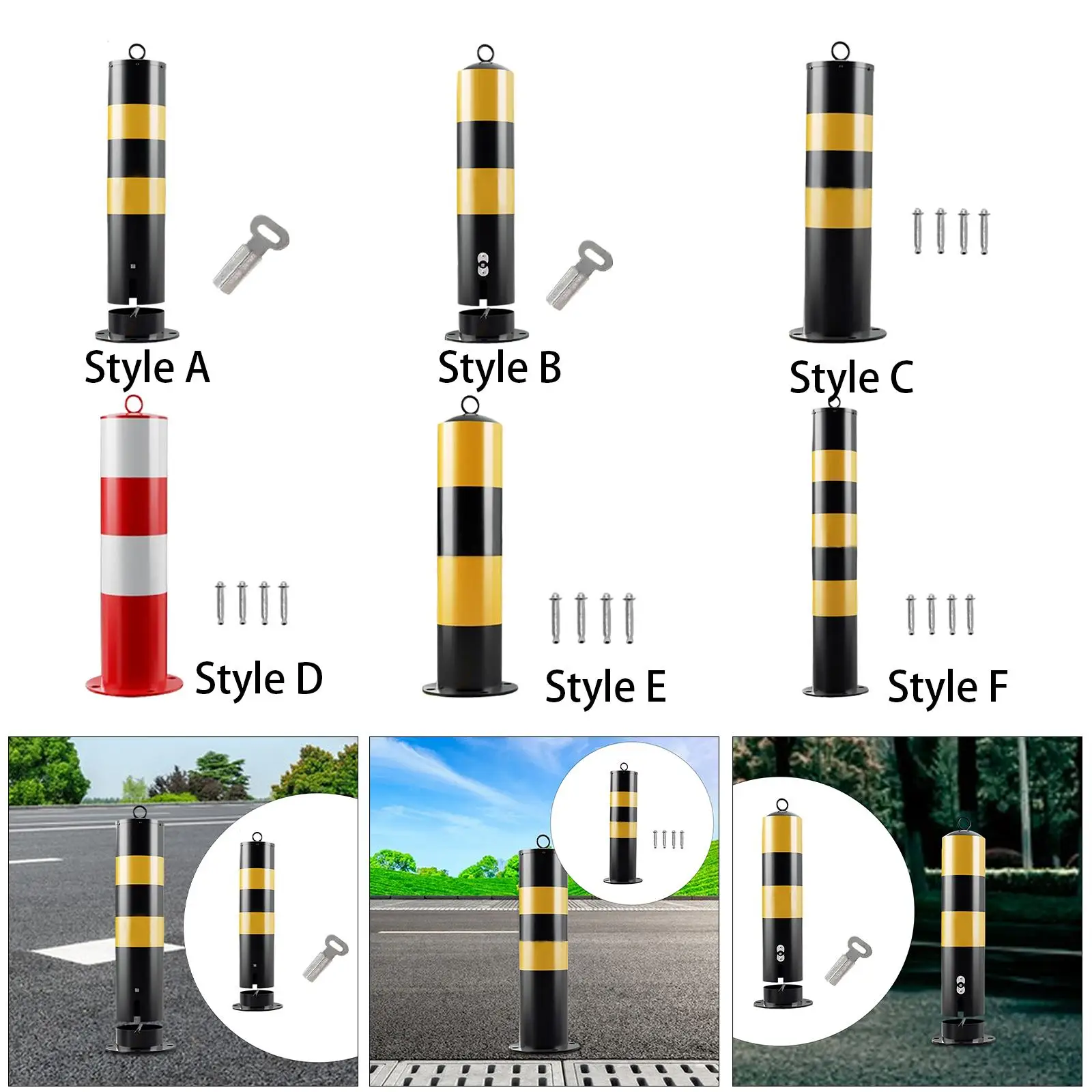 Traffic Bollard Multifunctional Safe Bollard Post Parking Barrier Pole for Industrial Outdoor Driveway Parking Lot Supermarkets