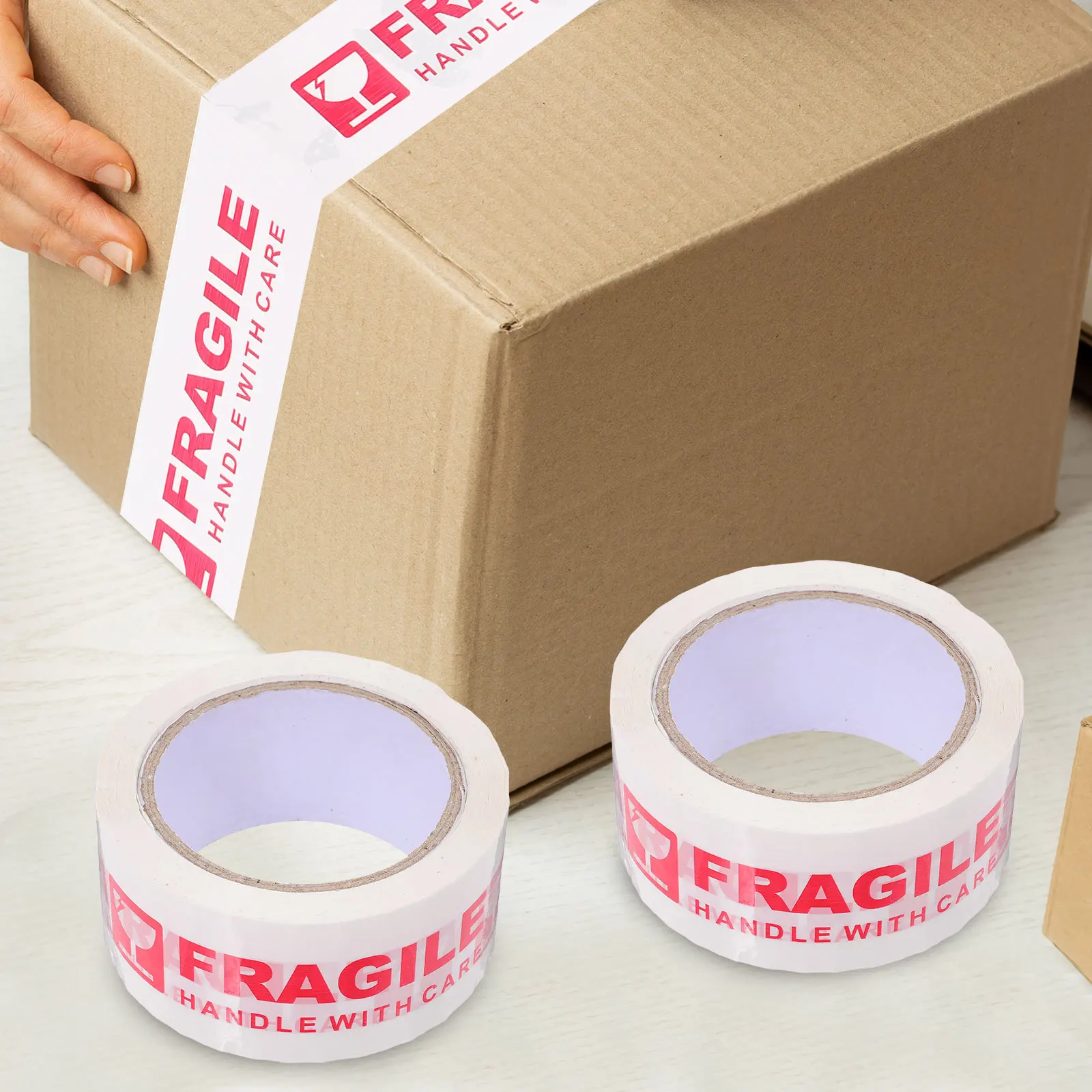 移動用注意テープ 3 ロール 壊れ物注意包装テープ 箱用粘着テープ 小規模ビジネス用