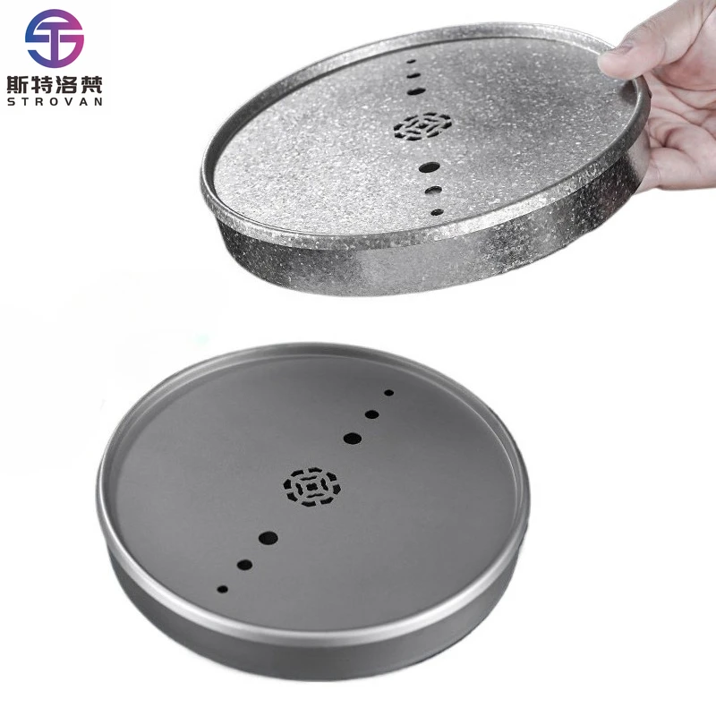 

Pure Titanium Round Tea Tray Outdoor Camping Small Dry Brewing Tea Table Drain Titanium Tray