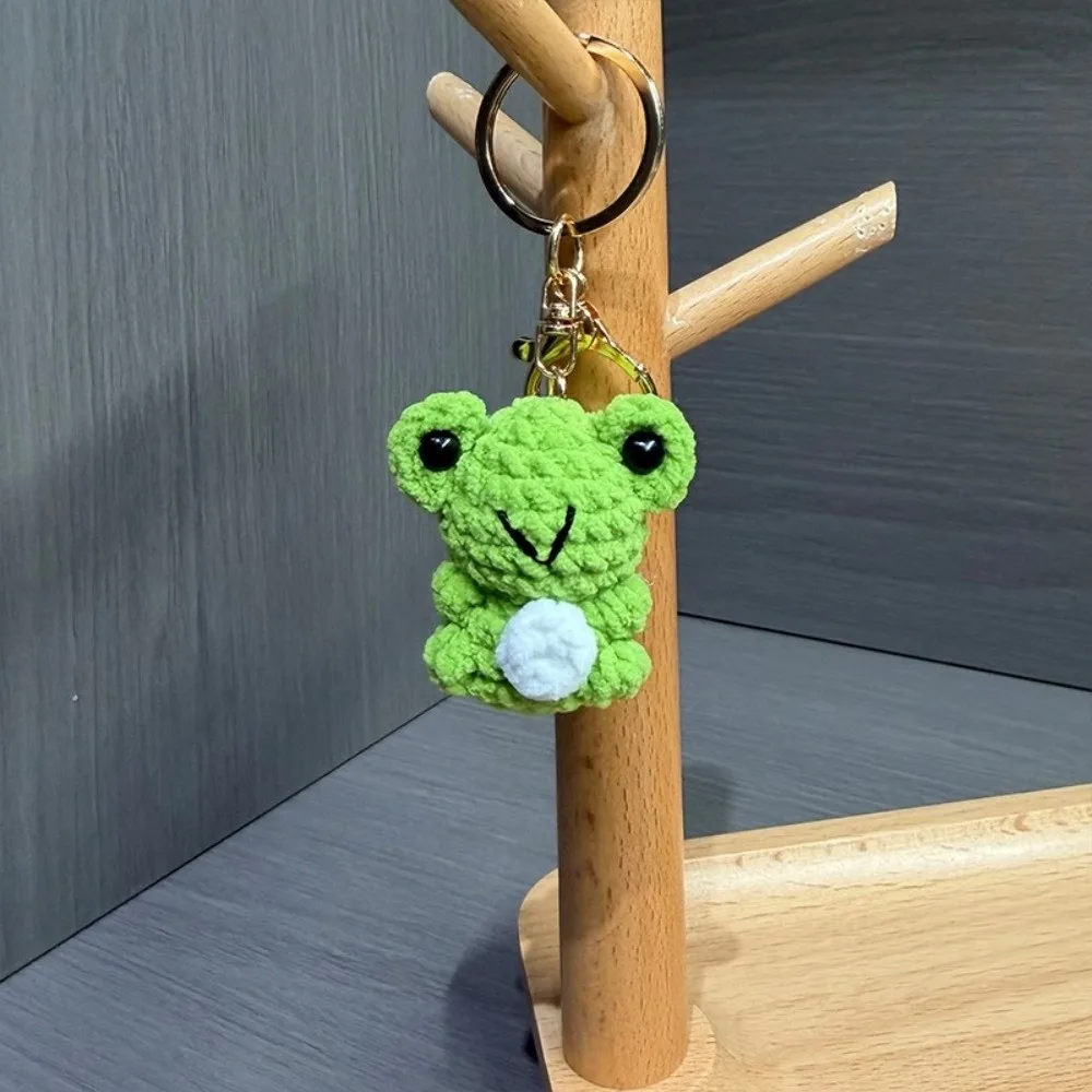 Yarn Crochet Frog Keychain Crochet Texture Cute Frog Frog Doll Keychain Lobster Clasp Frog Bag Charm Key Organization