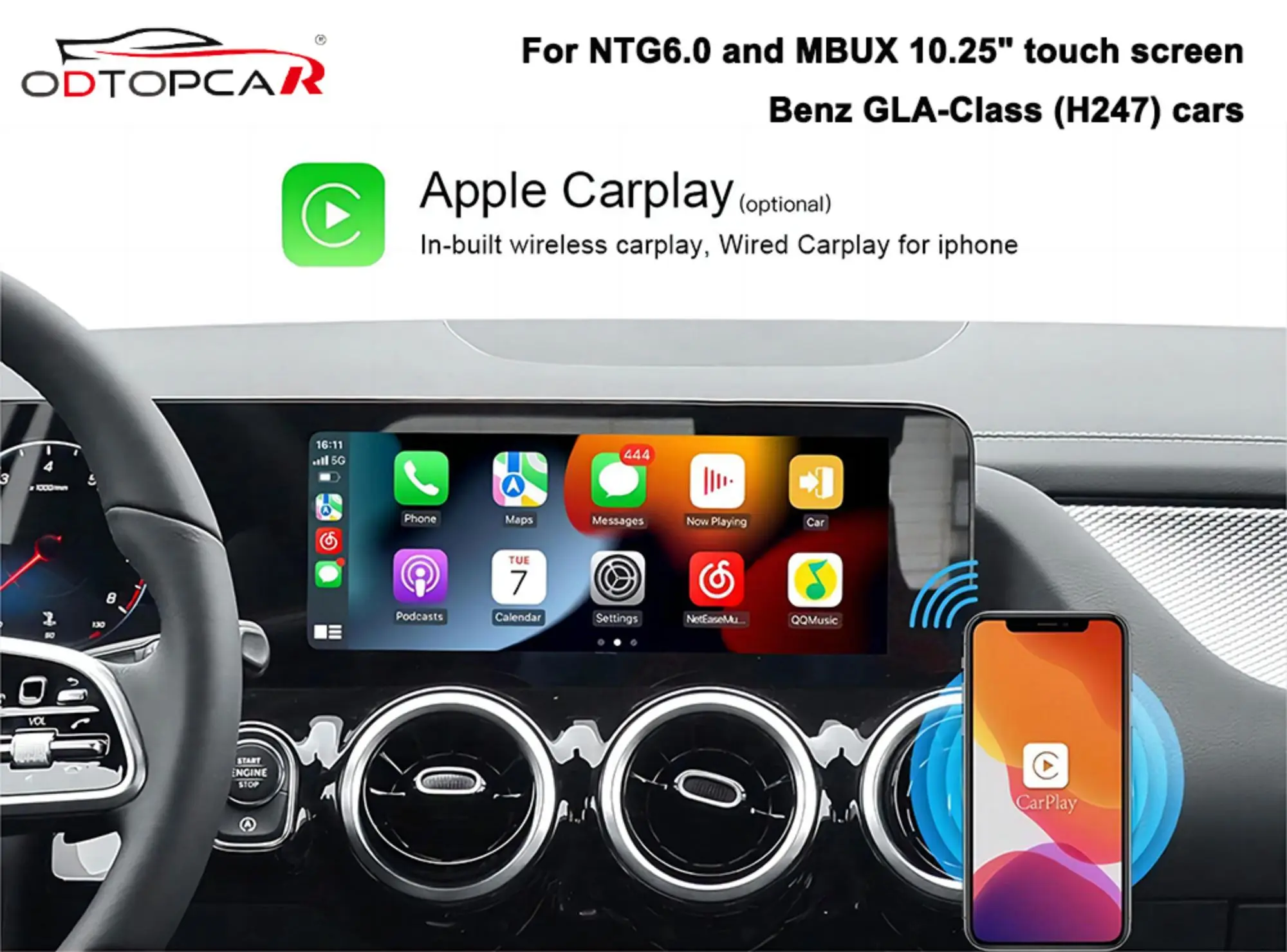 Wireless Car Play Adapter for Mercedes GLA H247 MBUX Android Auto Upgrade Android 13 System Ai BOX 12.3 inch Touch Screen Stereo