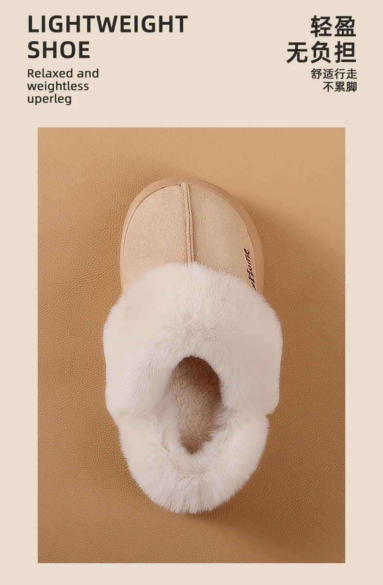 Shevalues Plüschgefütterte Damen-Hausschuhe mit Dicker Sohle, Bequeme Freizeit-Hausschuhe, Warme Gemütliche Hausschuhe mit Weicher Sohle, Indoor-Hausschuhe für Damen – Detail 7