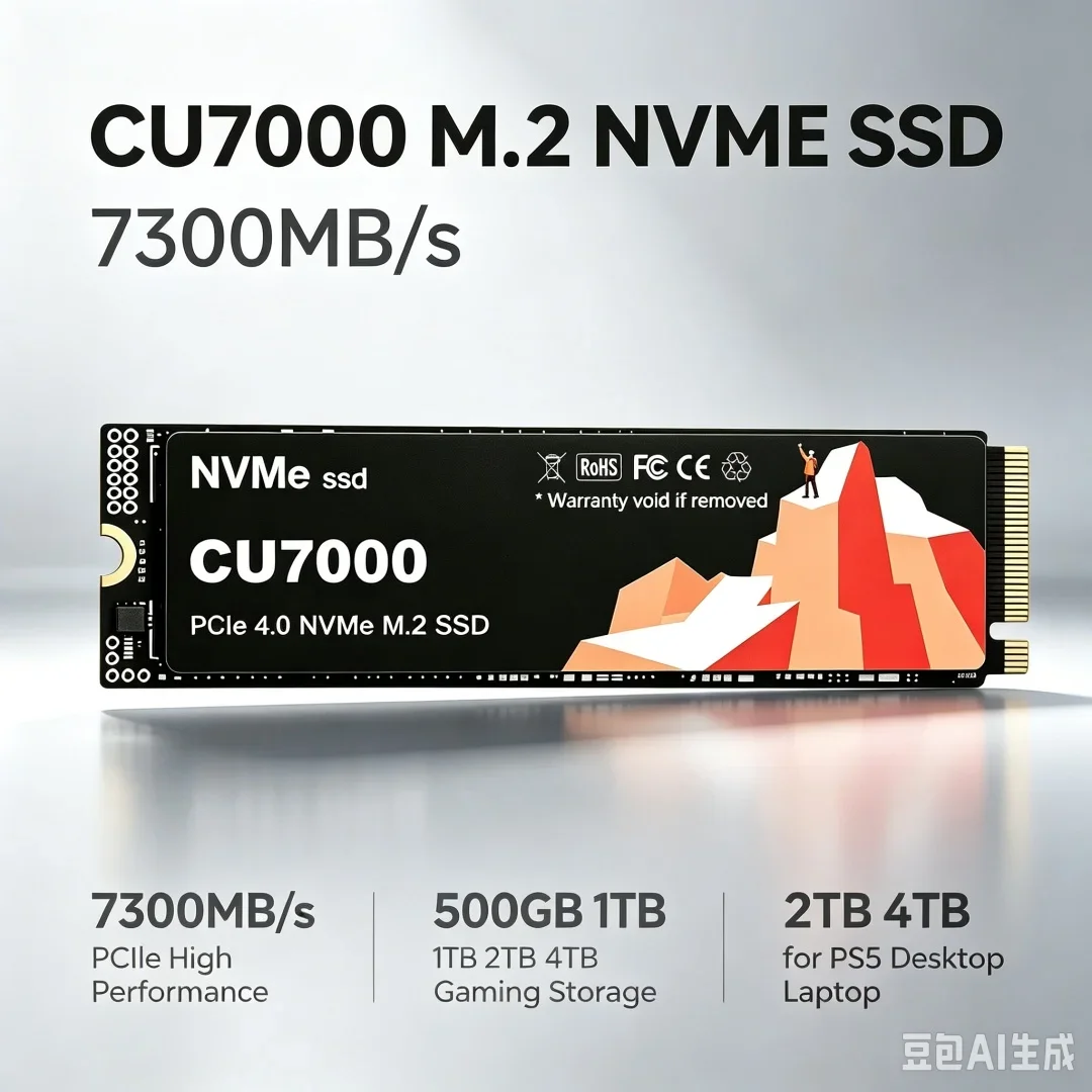New CU7000 SSD M.2 NVMe Internal Solid State Drive High Speed 7300MB/s PCIe 4.0 Gaming Drive Works for PS 5 Laptop PC Hard Disk