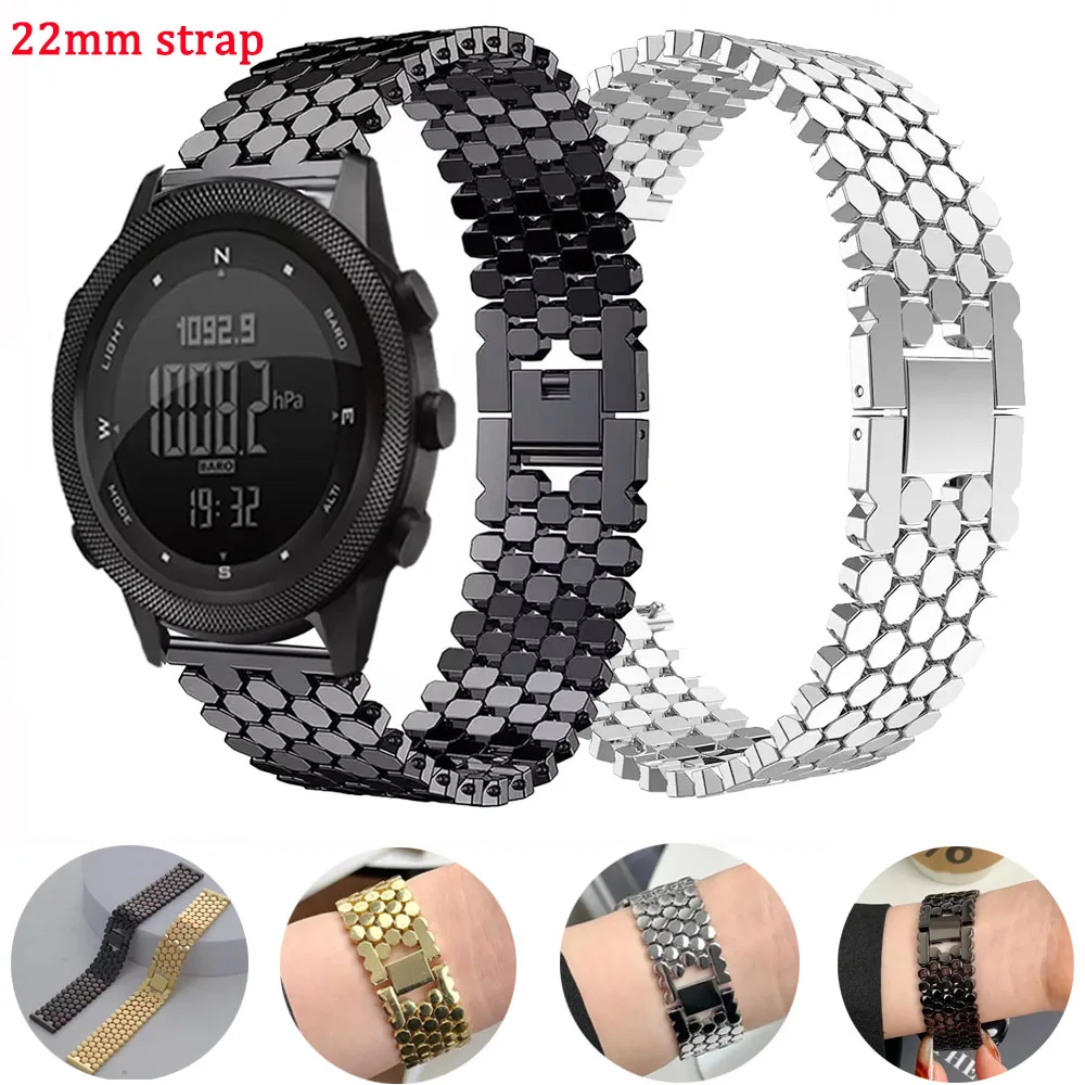 Металлический ремешок 22 мм для NORTH EDGE APACHE-46, сменный браслет Correa для APACHE-46, аксессуары для ремня из нержавеющей стали