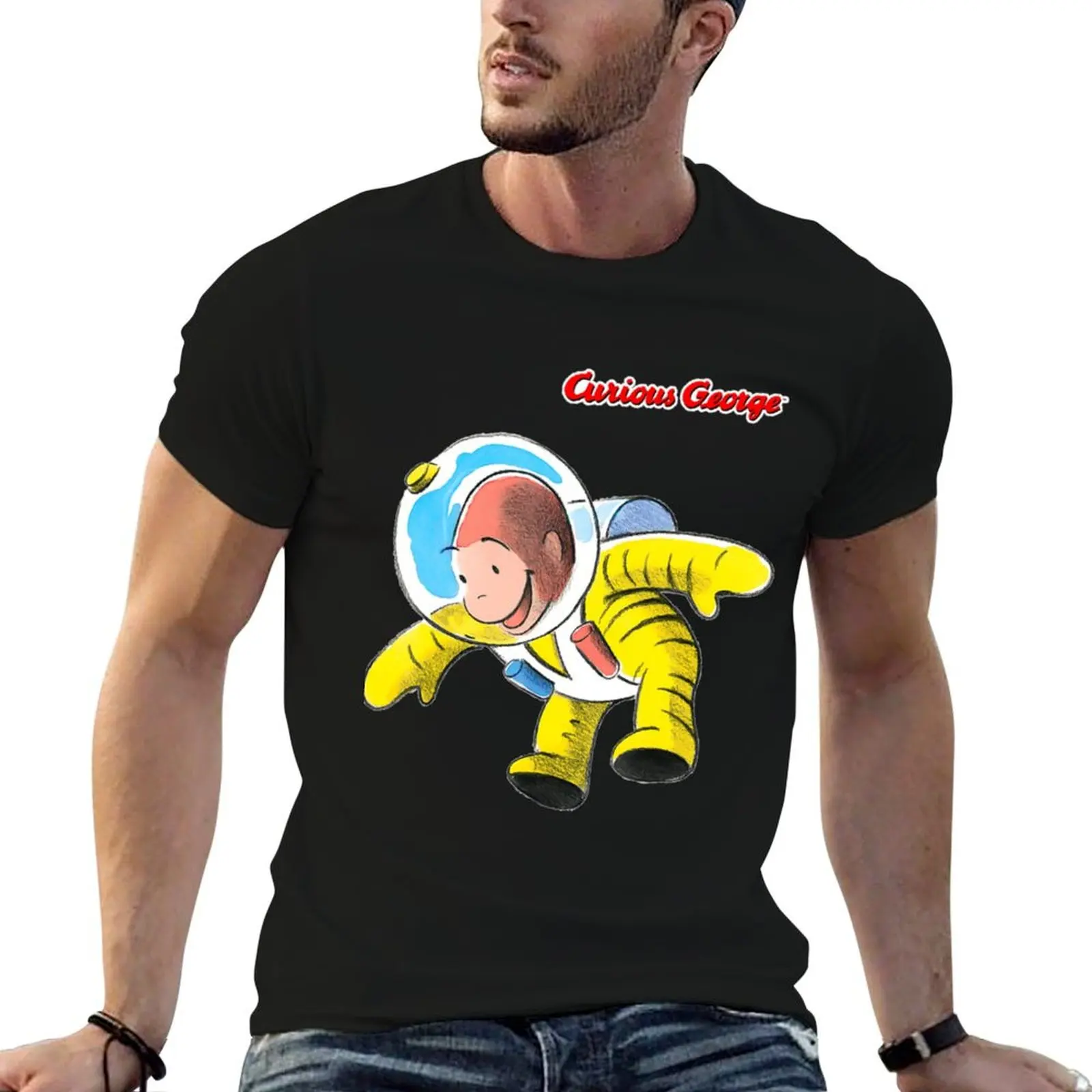 

Curious George Happy Astronaut T-Shirt t shirt man cotton t shirts for man cotton T-Shirt