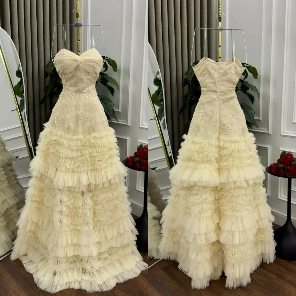 

Customized Chiffon Sequined Pleat Sweetheart Neck Long Dresses Bespoke Occasion Prom Women's Evening Elegant Party Sparkle