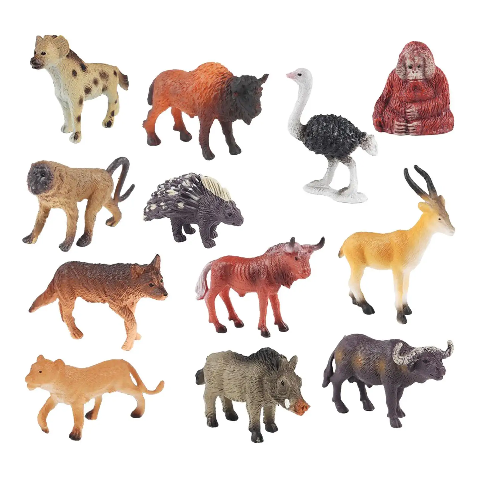 

12 Pieces Africa Animal Model Set for Desktop Decoration Cake Toppers Holday