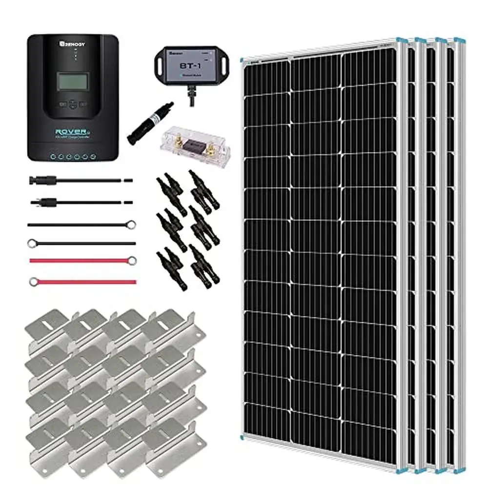 Premium 400W 12V 4 Pcs 100W Solar Panel Kit 40A MPPT Charge Controller BT Module Fuse Bracket3000W Pure Sine Wave Inverter w/