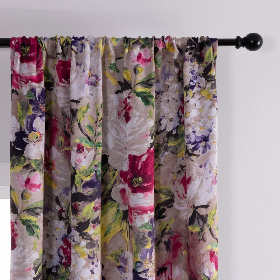 1PC American Ink Painting Blackout Printed Curtains, Punched Country Style Curtains, Decorative Window Treatments, Home Interior