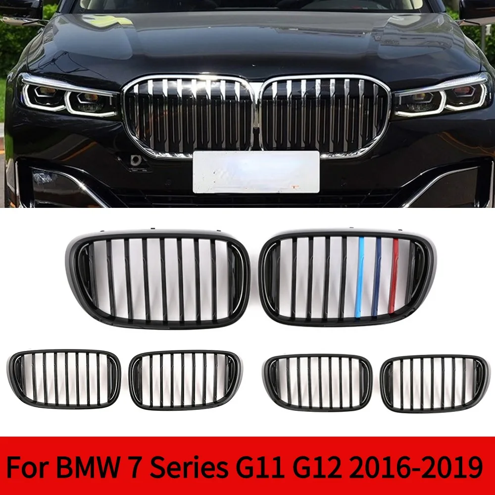 

Передний бампер для BMW 7 серий G11 G12 2016-2019 Pre-lci, АБС-пластик, глянцевый/матовый черный, гоночный гриль, решетка для автостайлинга