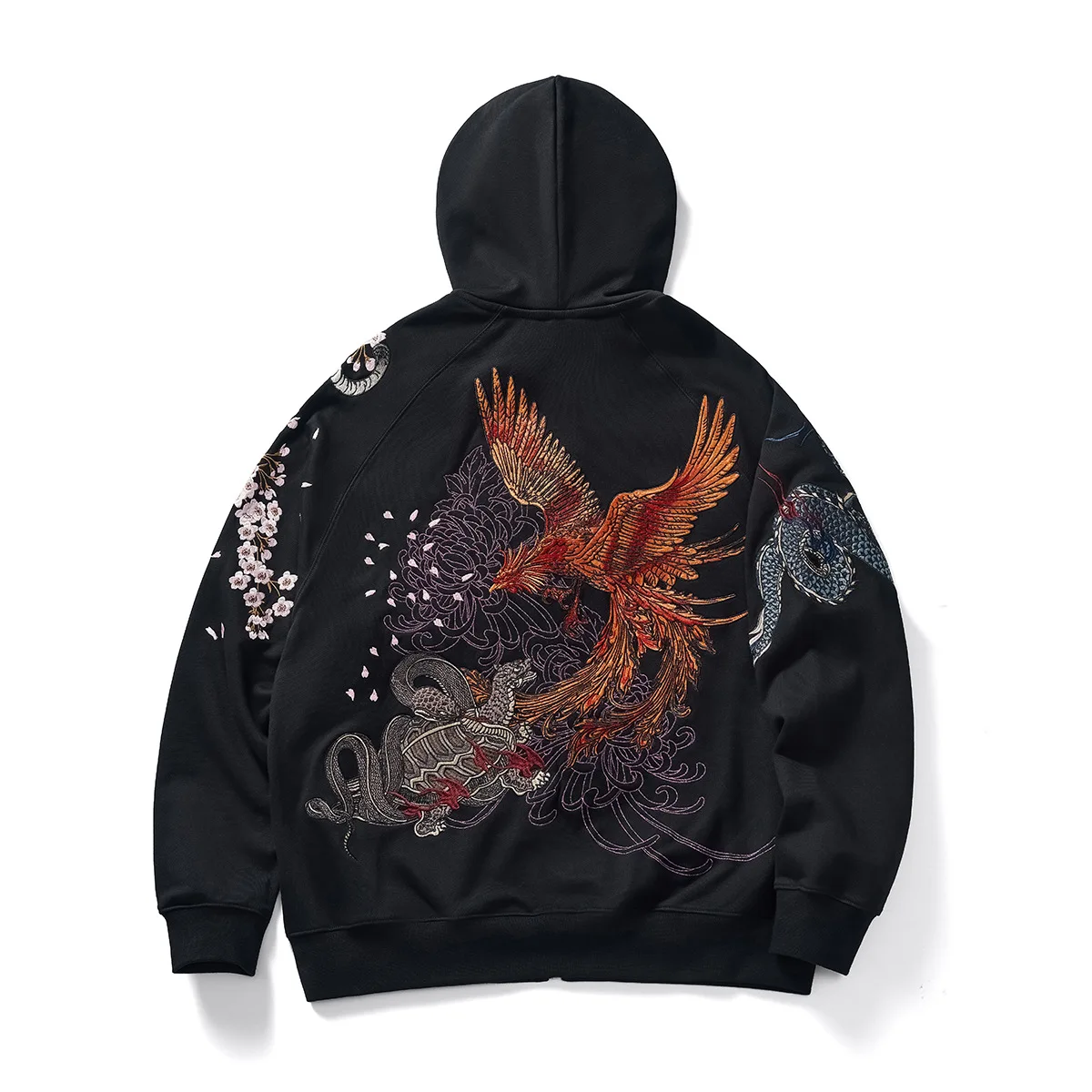 2026 Hip Hop Zip Up Hoodie Jacket, Luxury Embroidered Tiger & Chinese Dragon, Harajuku Cotton Streetwear