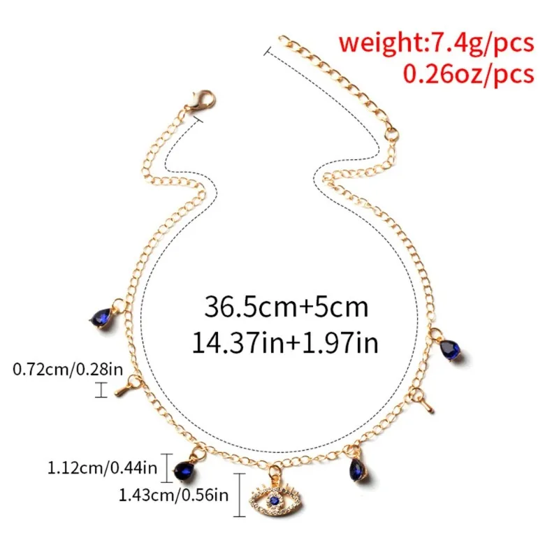Collana di cristallo di moda blu gotico malocchio per le donne Elegante collana con pendente a goccia d'acqua Semplice regalo di gioielli girocollo per ragazza Boho