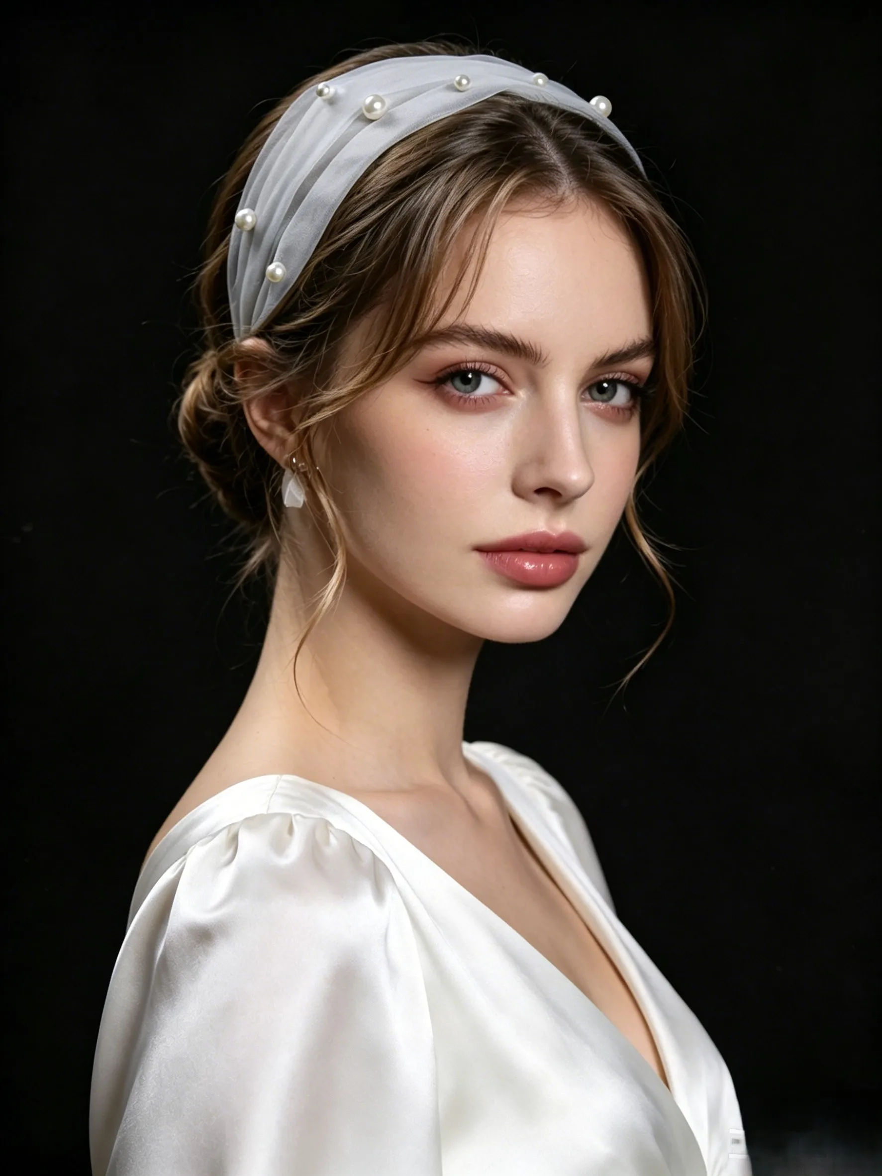 

French Vintage Pearl Tulle Hairband Elegant Bridal Wedding Bridesmaid Prom Qipao Dress with Simulated Pearls Metal Clip GA17