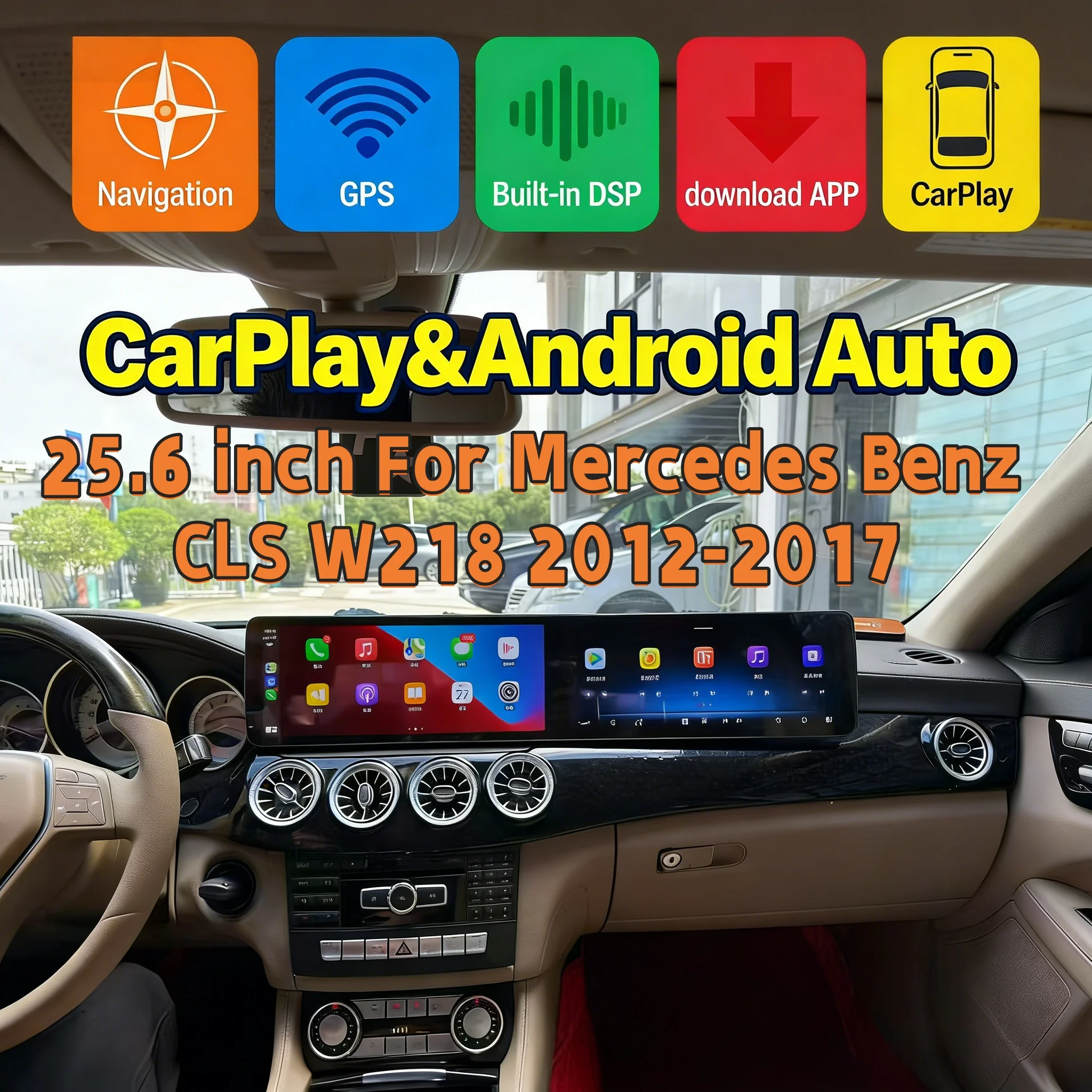 

Двойной экран Android BT 5.0 Автомобильный радиоприемник Carplay Экран для Mercedes Benz CLS W218 2012-2017 Мультимедийный плеер GPS HeadUnit LHD RHD
