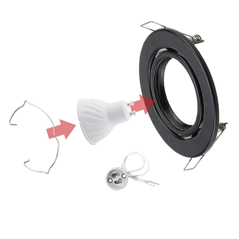 埋め込み式LEDスポットライトフレーム,LEDライトホルダー,カットアウト,電球ホルダー,70mmプラスチック,MR16, GU10