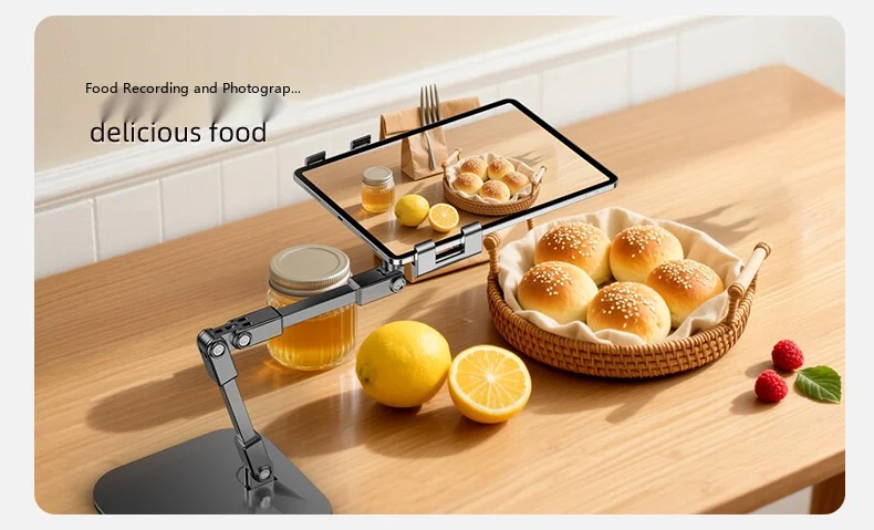 Drehbarer Tablet-Ständer, Desktop-Halterung, Telefonständer, Metall, faltbar, Lazy Bracket für Lernen und Live-Streaming – Detail 10