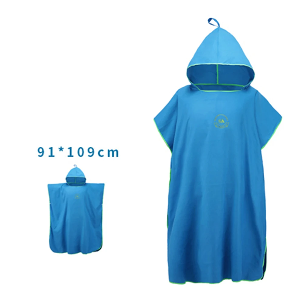

Sky-Blue Microfiber Beach Robe Fast Drying Portable Swimming Bathing Towel Cloak 109x91cm Lightweight Privacy Protect