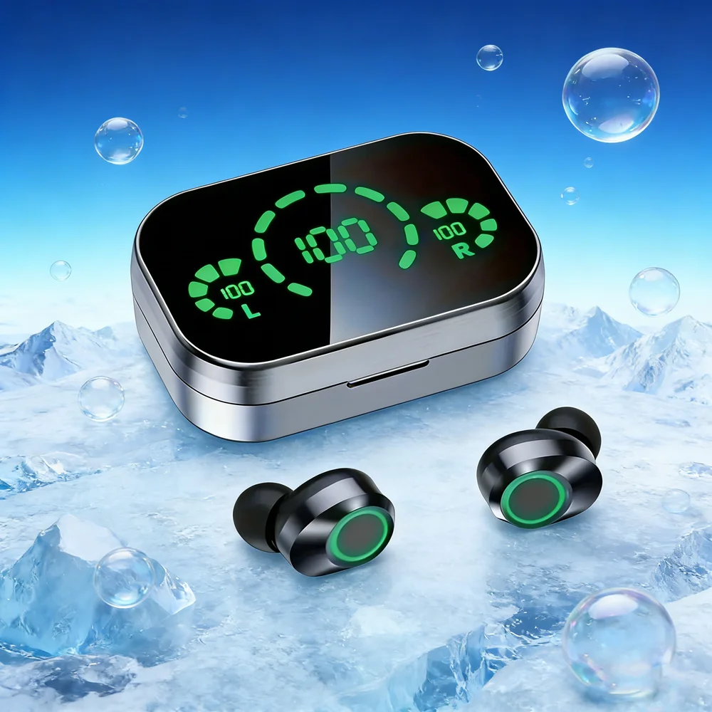 Auriculares inalámbricos Bluetooth TWS con micrófono, auriculares Bluetooth, caja de cargador, auriculares LED Fone Bluetooth, auriculares inalámbricos