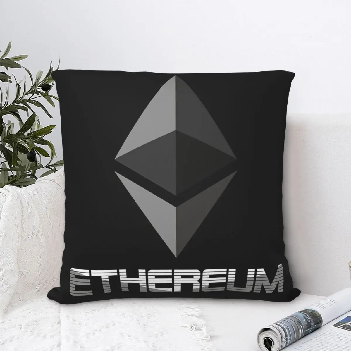 Ethereum ETH Coin Smart Contract Technology Pillowcase Cryptocurrency Backpack Cushion For Bedroom Throw Pillow Case Decorative