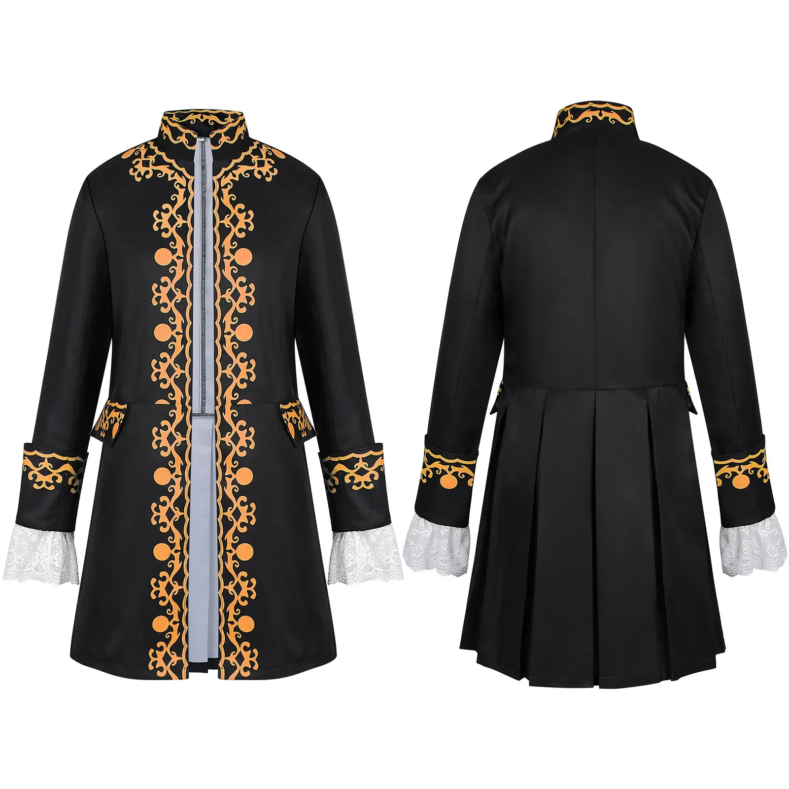 2025 New Men's Medieval Long Sleeve Lapel Jacket, Tuxedo Evening Long Coat,Burgundy Black Blue Available, European Size S-XXL