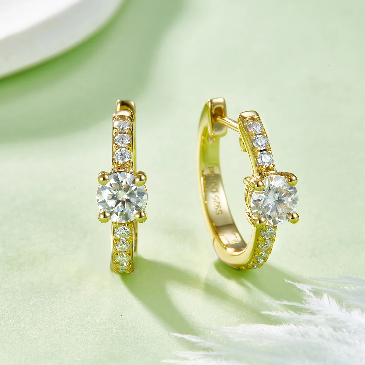 

1.31cttw D Color Moissanite Hoop Earrings Women 925 Sterling Silver Fine Women Jewelry Diamond Circle Earrings Huggie Pass Test