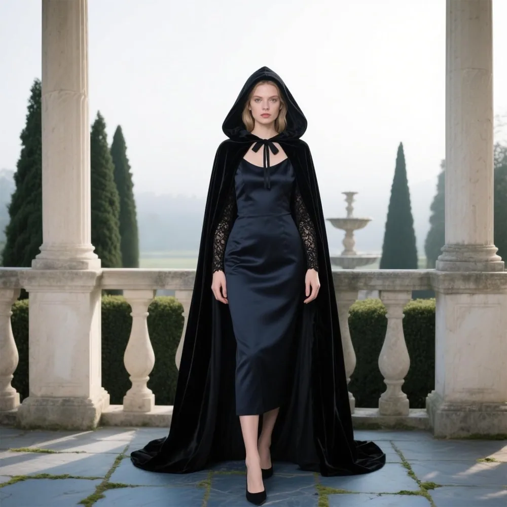 Kapmantel Fluwelen Cape met Kap Halloween Capes voor Vrouwen Heksenkostuum Vampiermantel Tovenaarsgewaad Cosplay