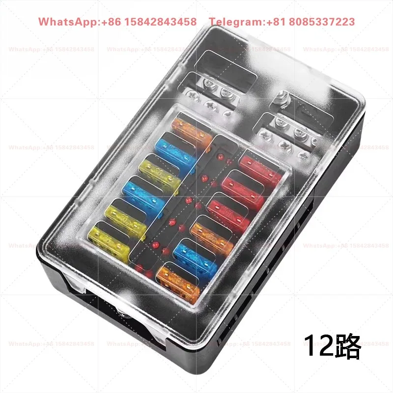 6-Way 12-Way Plug Fuse Box with LED Light,Multi-channel Modification Circuit with Independent Positive Negative Poles