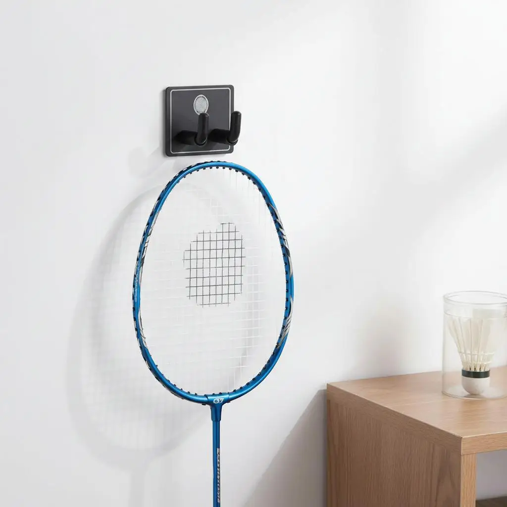 

Wall Hanger Hook Badminton Racket Storage Rack Compact ABS Stainless Steel Organizer for Home Wall
