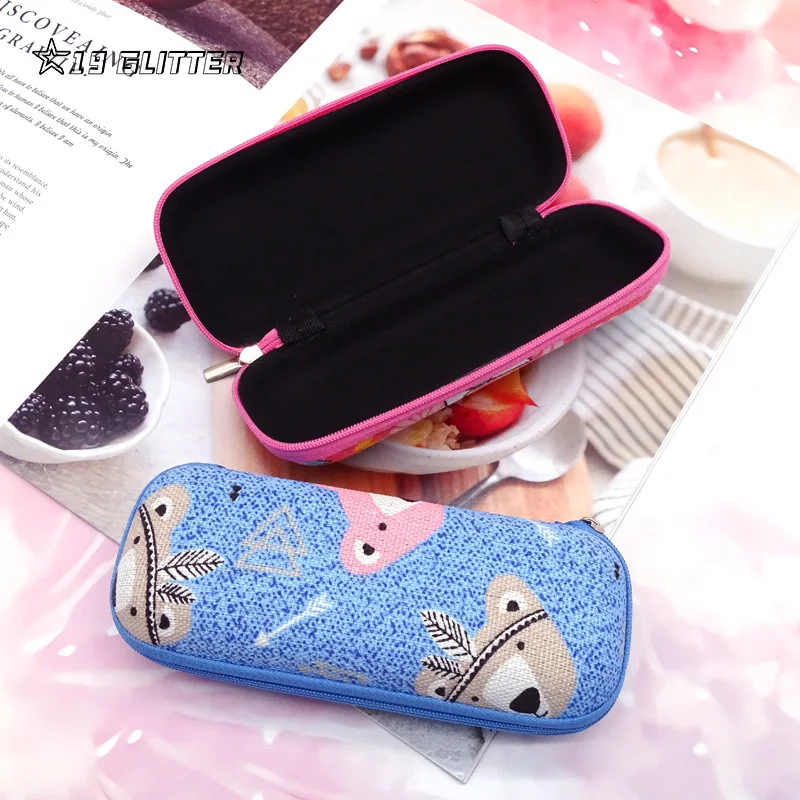 Cute Cartoon Sunglasses Box Eyewear Zipper Closure Case Simple Portable EVA Glasses Protective Box Eyeglasses Organizer Bag