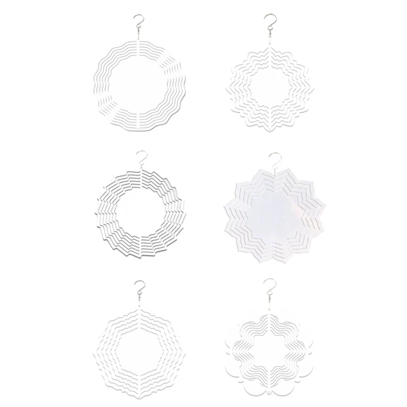 Couple Style Wind Power White Coated Aluminum Plate Double-Sided Printing Heat Transfer Wind Chime Turntable 24.6X25.5Cm