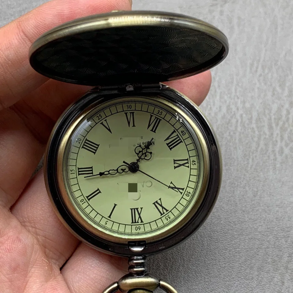 

Vintage pocket watch Roman numerals European mechanical pocket watch antique bronze birthday gift