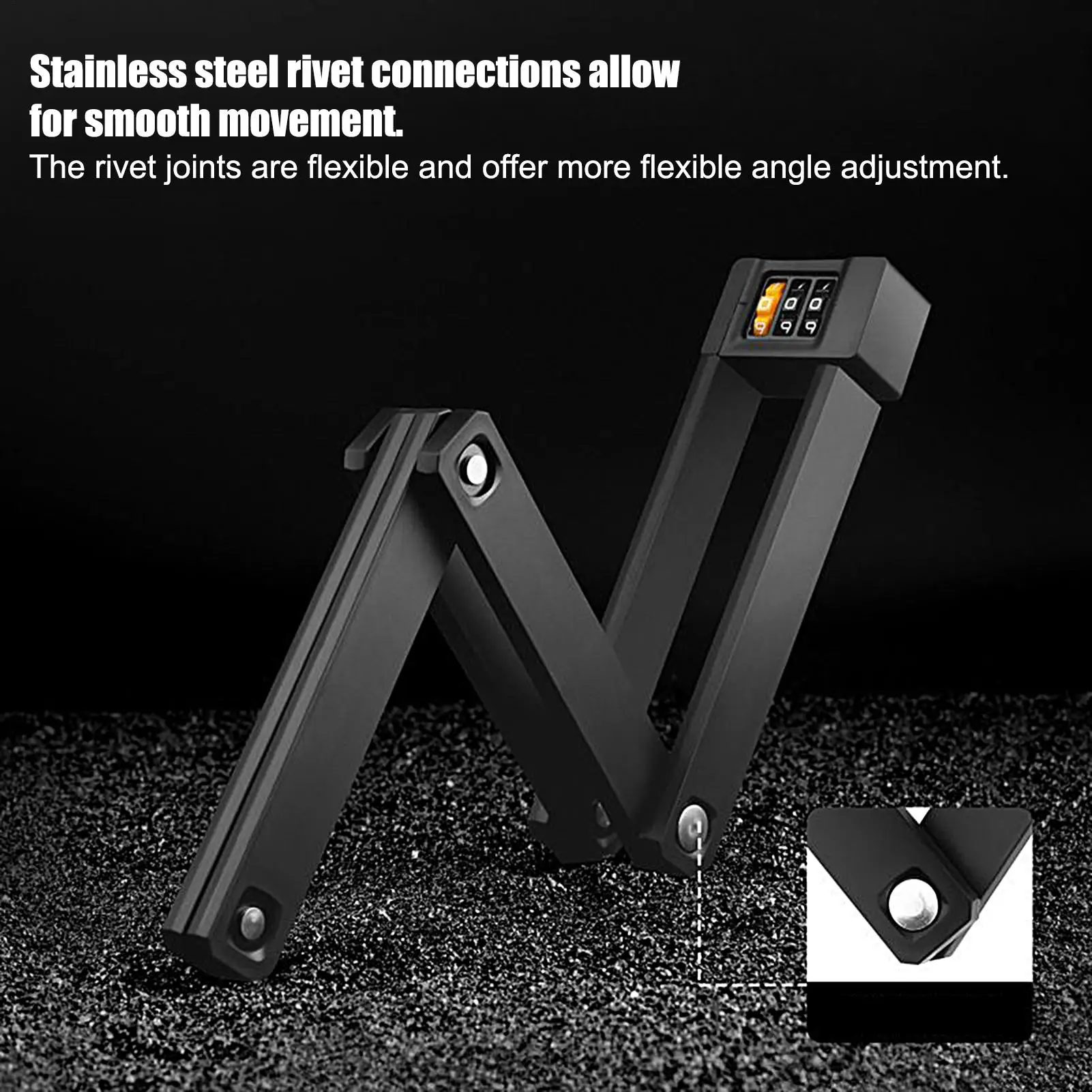 Folding Cycle Lock Secure Lock 3 Digit Combination Security Guard For Campus Workplace Parking Public Grocery Shopping Commuting