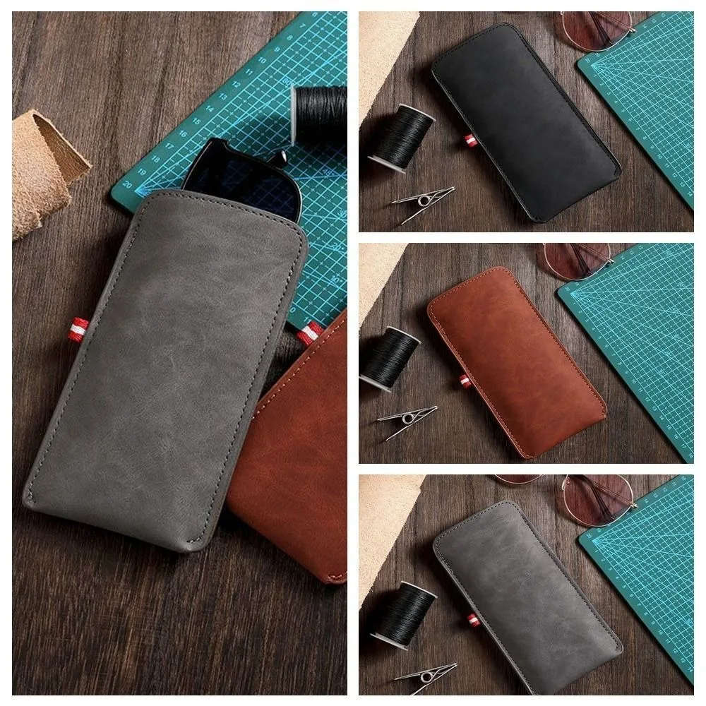 Fashionable PU Leather Glasses Bag Rectangle Soft Glasses Cover Portable Inner Velvet Surface Glasses Pouch Home/Outdoor