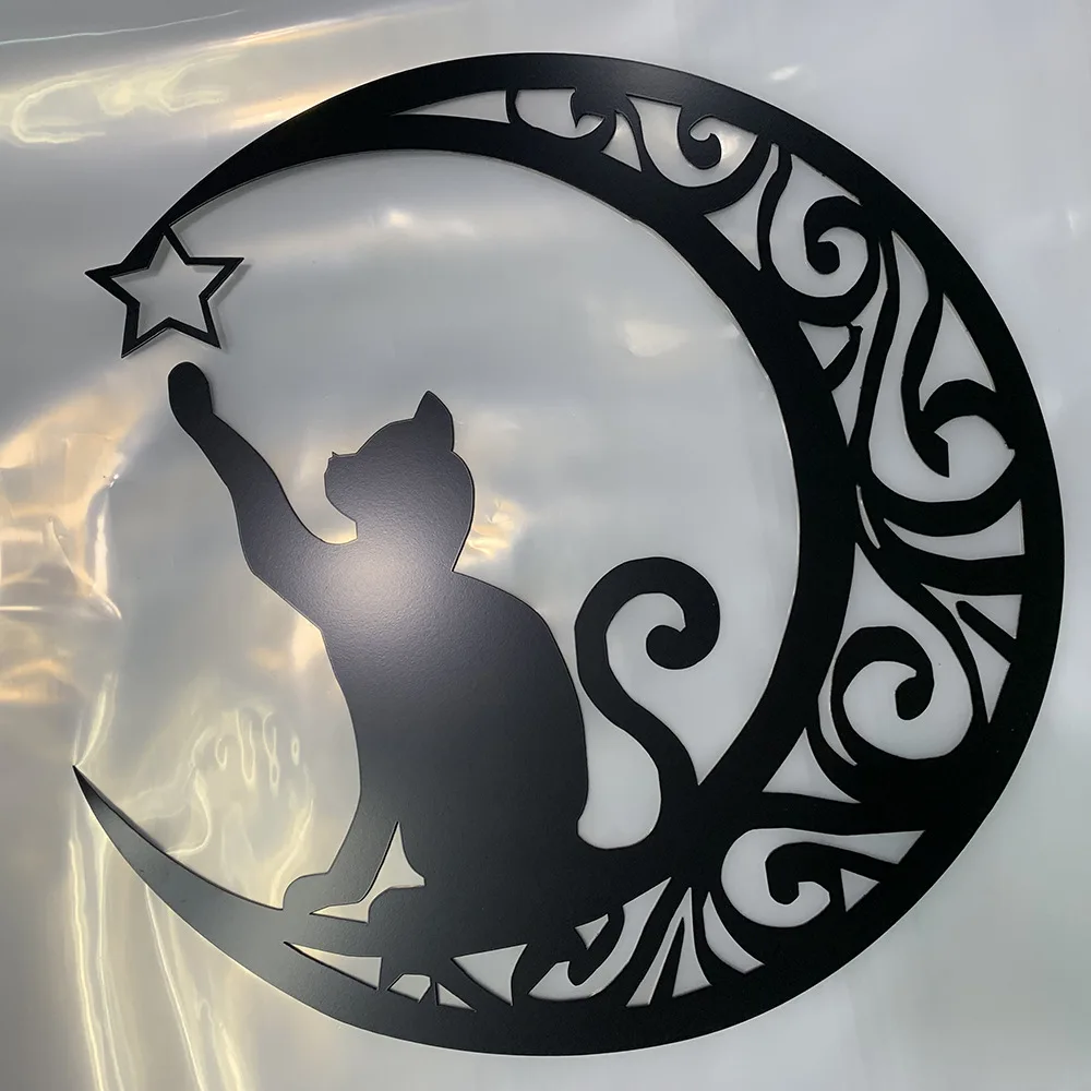 

Moon and Cat Metal Wall Art, Metal Wall Sculpture, Cat Silhouette Wall Hanging