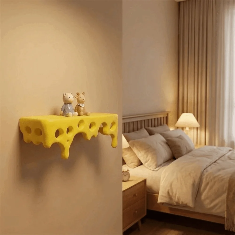 3D Printed Cheese Drip Floating Shelf Irregular Shape Wall-Mounted Melting Display Rack Artistic Plastic Display Stand