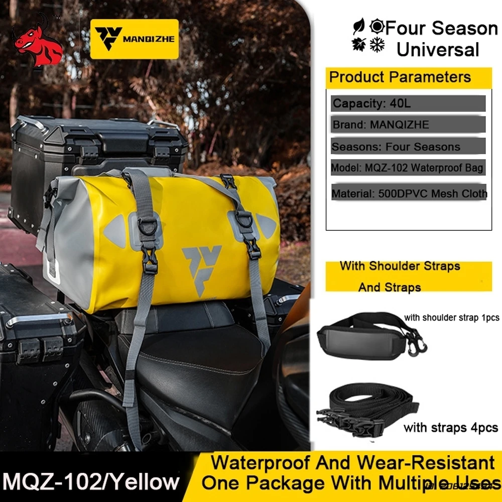 

Motorcycle Waterproof Tail Bags Back Seat Bags Travel Bag 40L Motorbike Scooter Sport Luggage Rear Seat Rider Bag For Riding