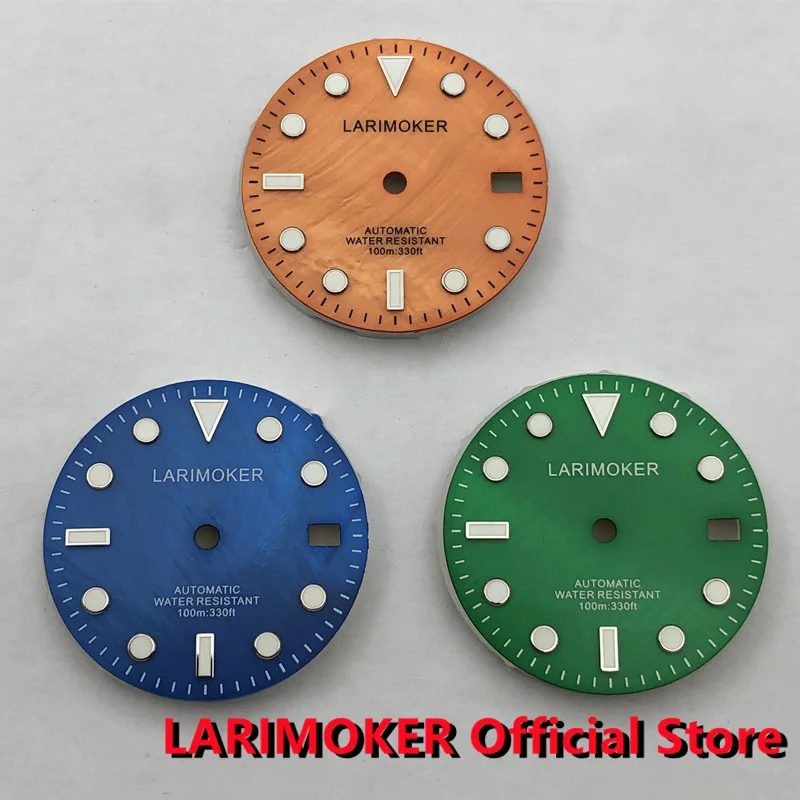 LARIMOKER 29 مللي متر أسود/برتقالي/أبيض/أزرق/أخضر لؤلؤة ساعة بطلب مع مضيئة خضراء مناسبة ل NH35A ساعة يد تعمل بالحركة اكسسوارات #2