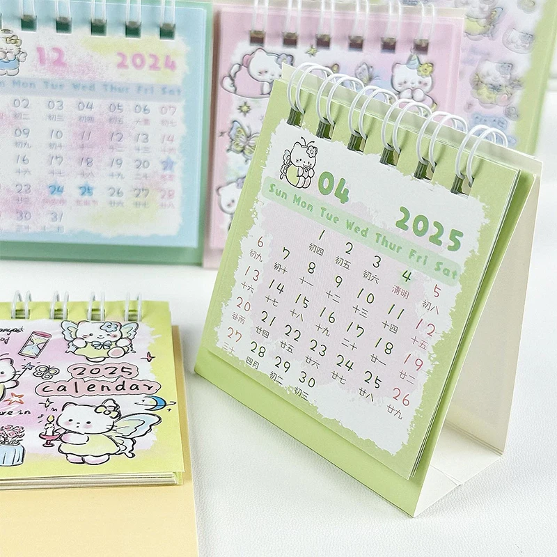 2025 Sanrio Hello Kitty Cartoon Cute Mini Desk Calendar Office Stationery Supplies Desktop Calendar Daily Memo Calendar Planner