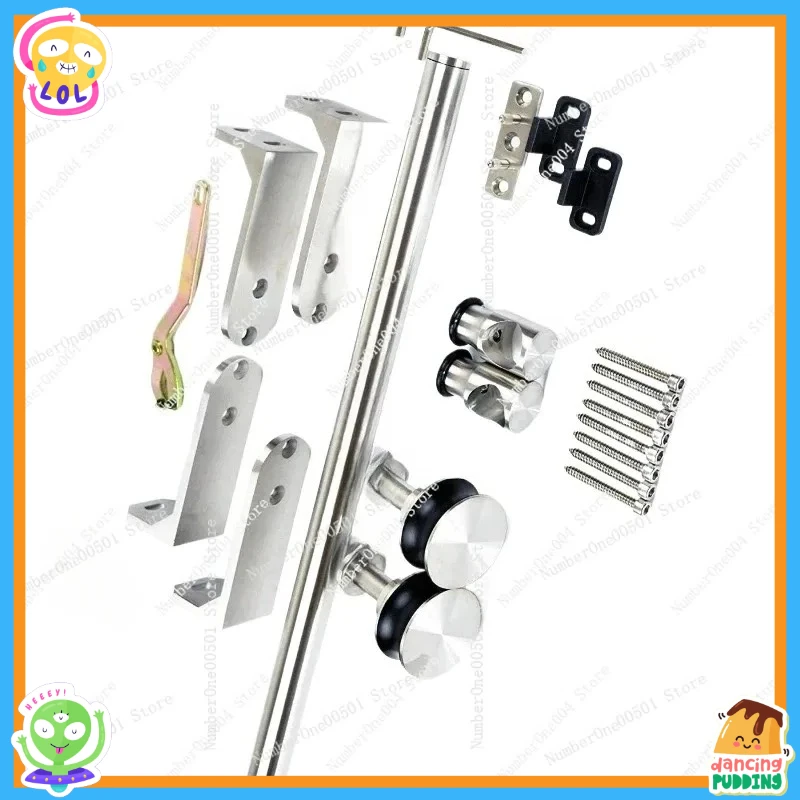 Applicable to  244cm Ceiling Mount Flat Roller Sliding Barn Door Hardware Single Door Kit Stainless Steel Heavy