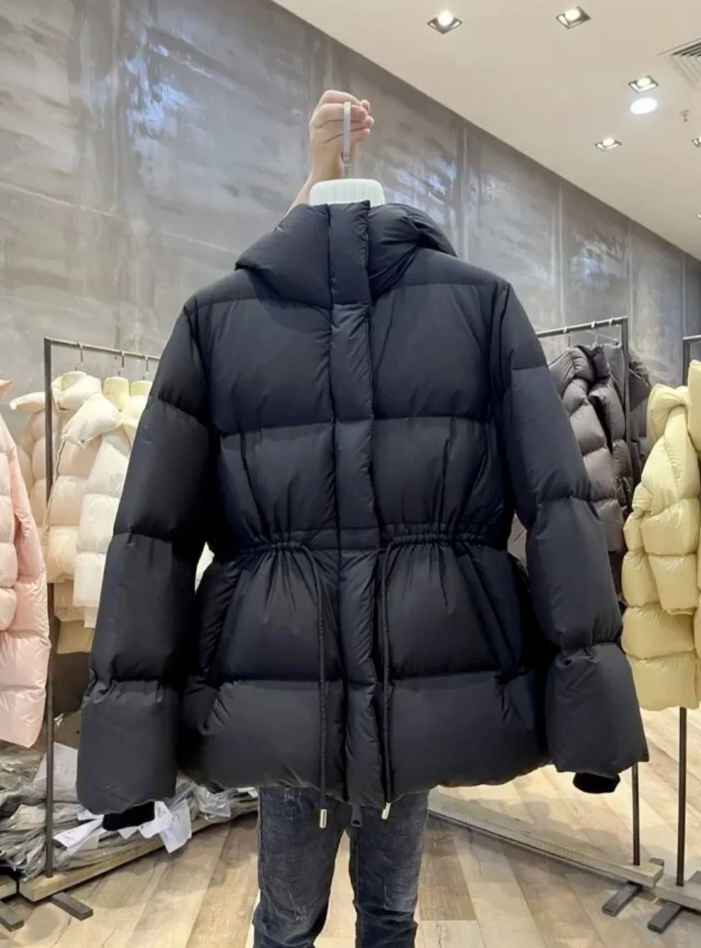 Winter Fashion Hooded Cotton Coat for Women 2025 Slim Fit Padded Jacket with Belted Waist Casual Thick Warm Outerwear Trendy Sim