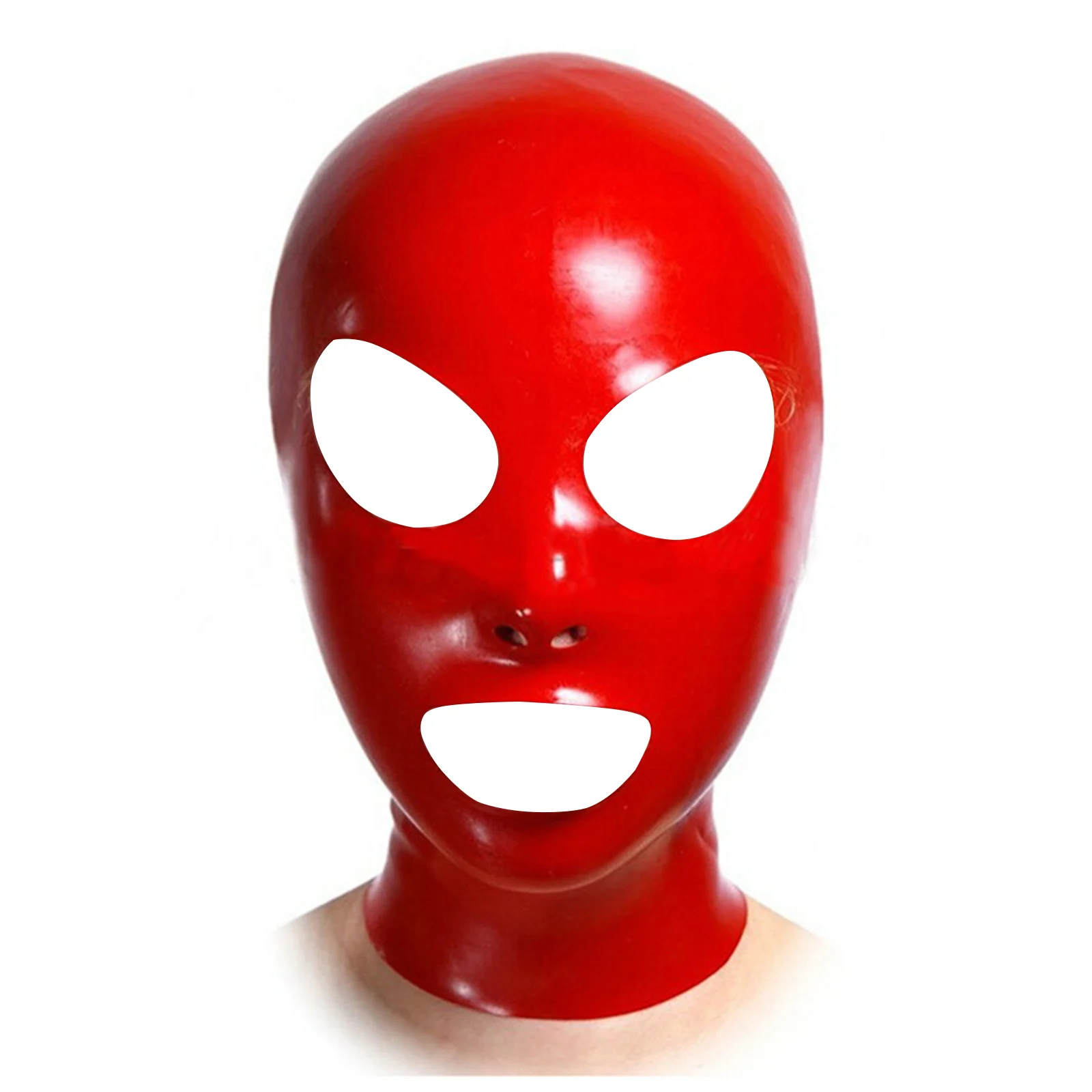 Unisex Latex Mask Men Women Cosplay Face Mask Shiny Metallic Open Eyes Mouth Headgear Full Face Mask Hood Role Play Costume Mask